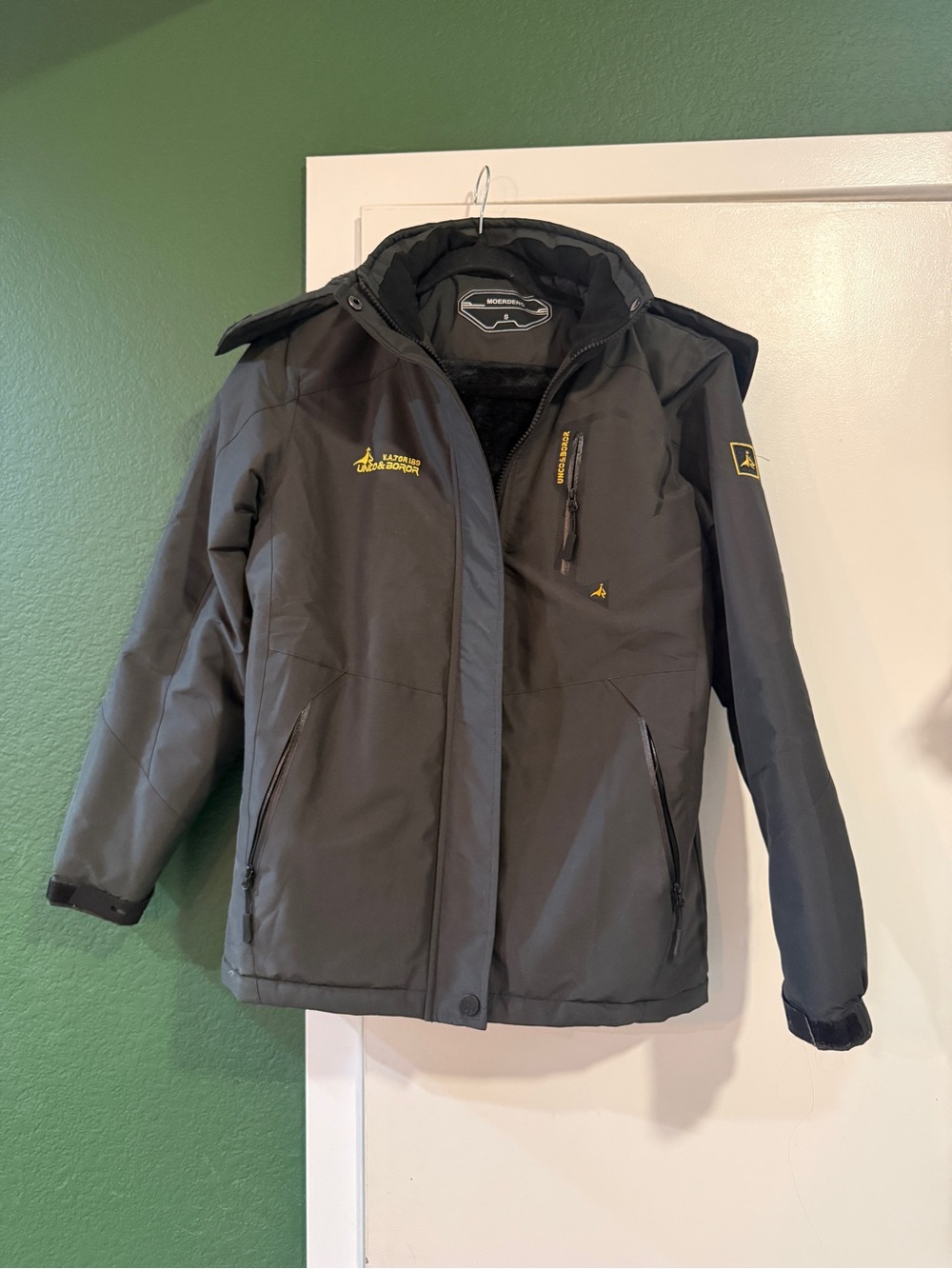 Women’s Black Insulated Winter Jacket with Yellow Accents